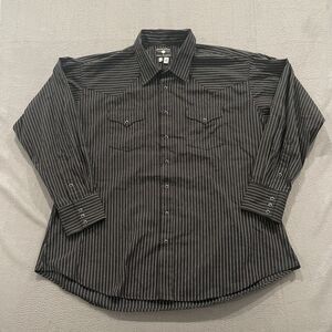 Vintage Flying Ranchwear Shirt Mens 3XL Black Striped Western Pearl Snap Cowboy